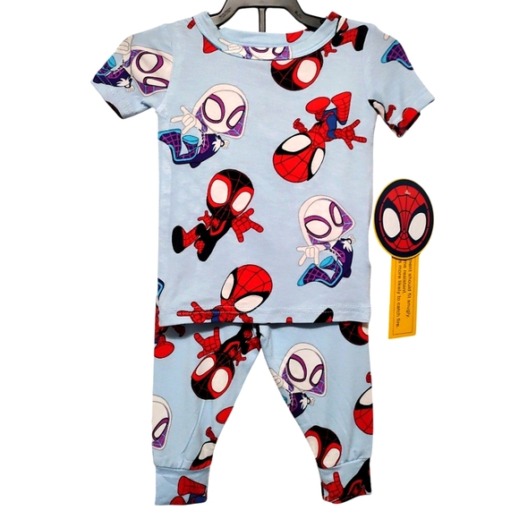Marvel Other - Marvel Spiderman Blue Pajama Outfit 12 Months NWT